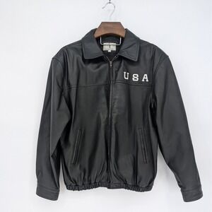 Vintage USA Flag Leather Jacket – Timothy Daniels – Men's Large
